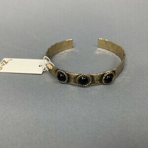 Zad Cortez Women's Bracelet Three-Stone Cuff Black Gold NWT